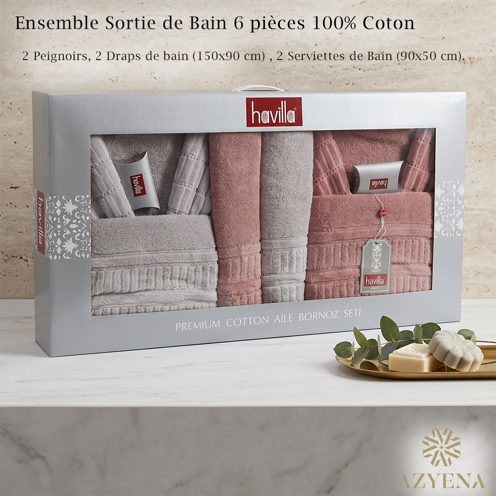 Ensemble Sortie de Bain 6 pièces 100% Coton