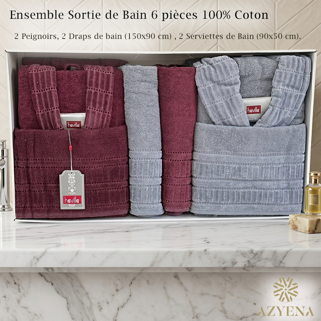 Ensemble Sortie de Bain 6 pièces 100% Coton