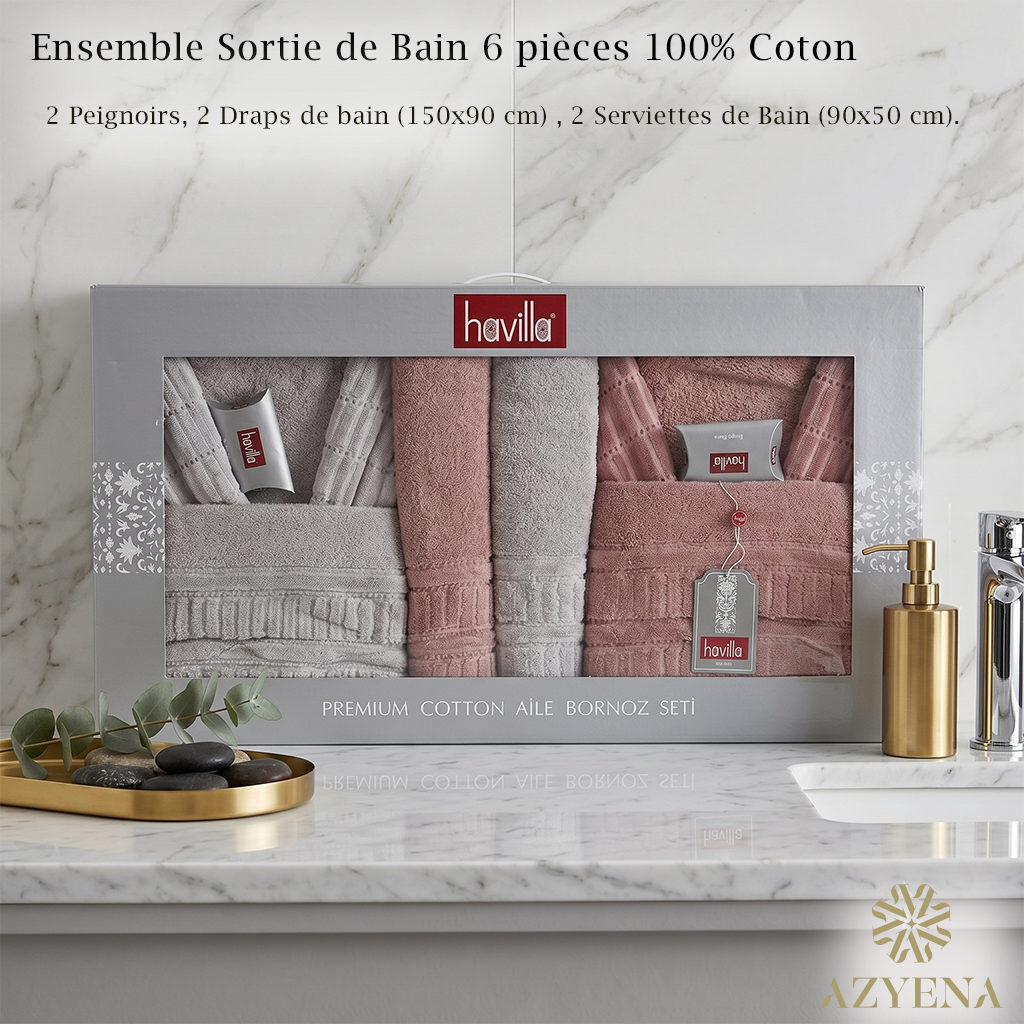 Ensemble Sortie de Bain 6 pièces 100% Coton