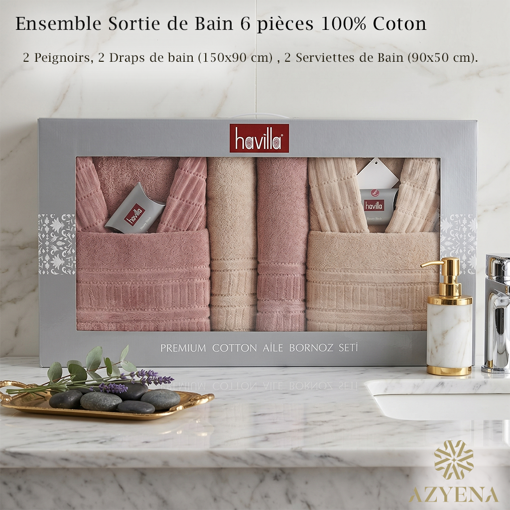 Ensemble Sortie de Bain 6 pièces 100% Coton