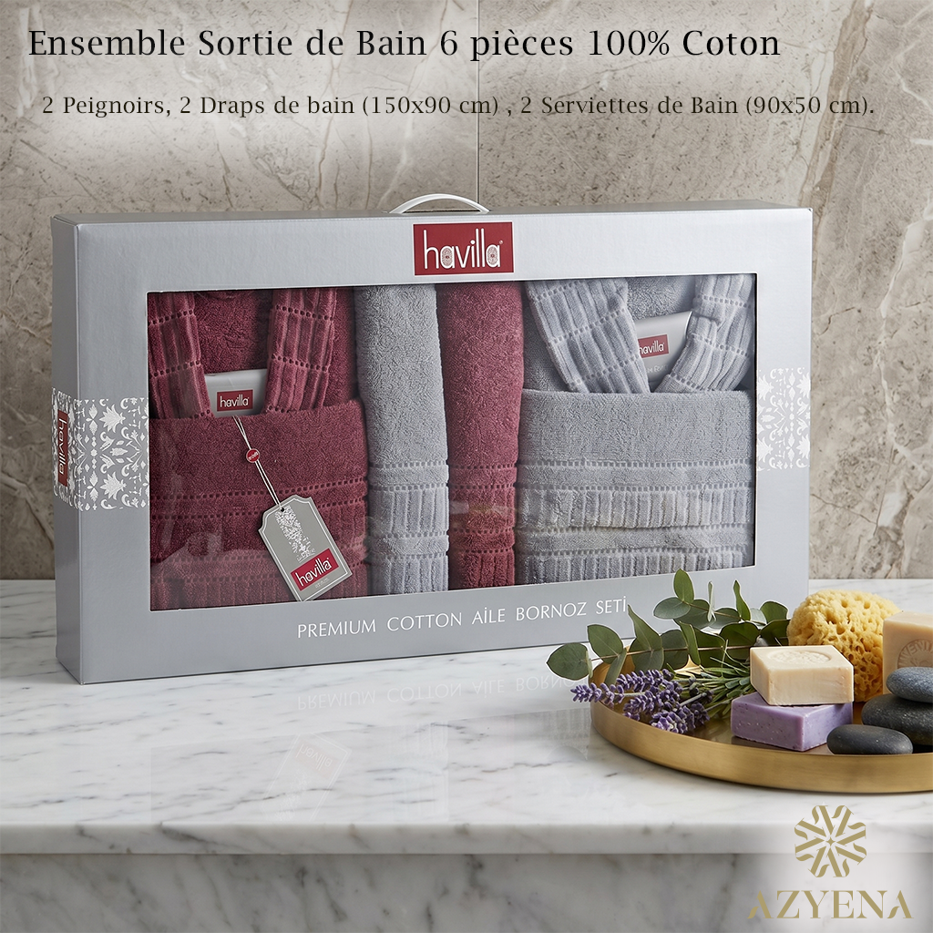 Ensemble Sortie de Bain 6 pièces 100% Coton