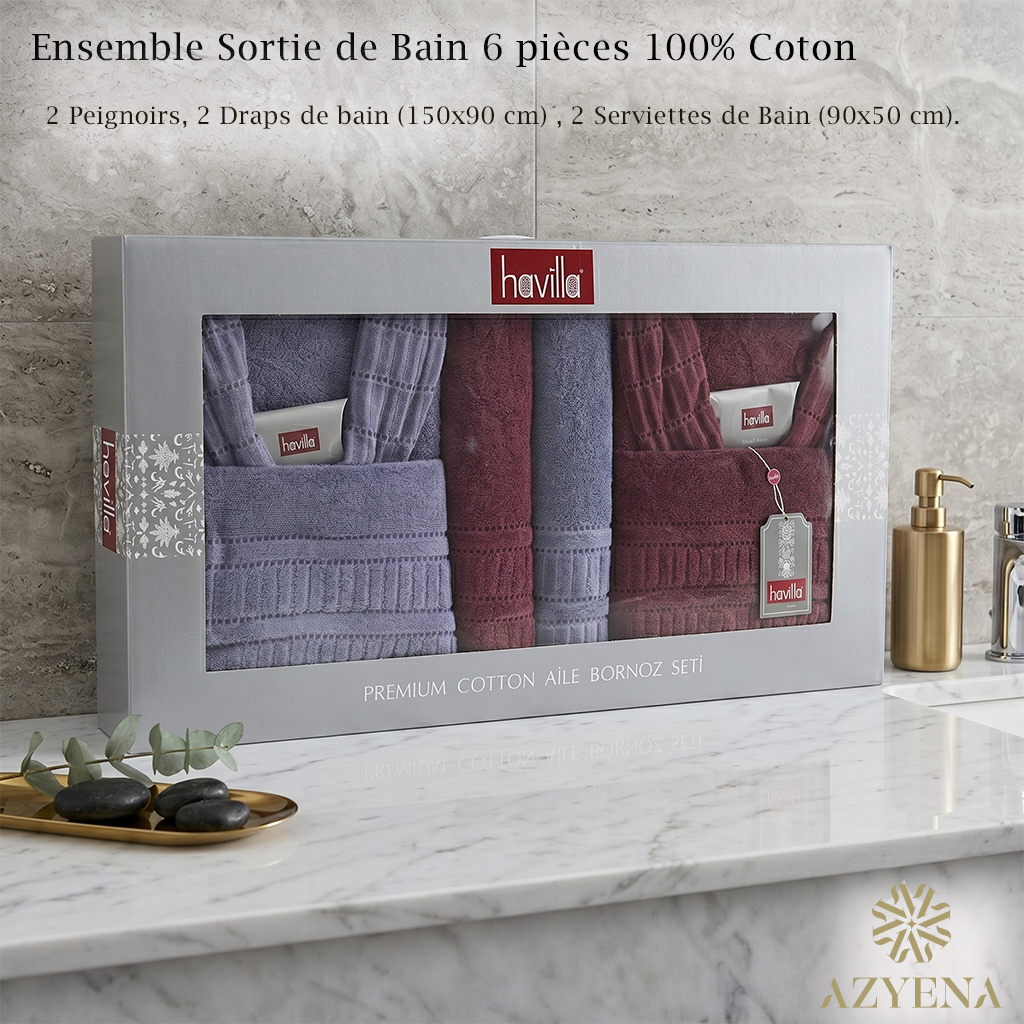 Ensemble Sortie de Bain 6 pièces 100% Coton