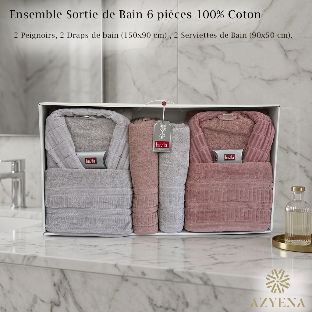 Ensemble Sortie de Bain 6 pièces 100% Coton