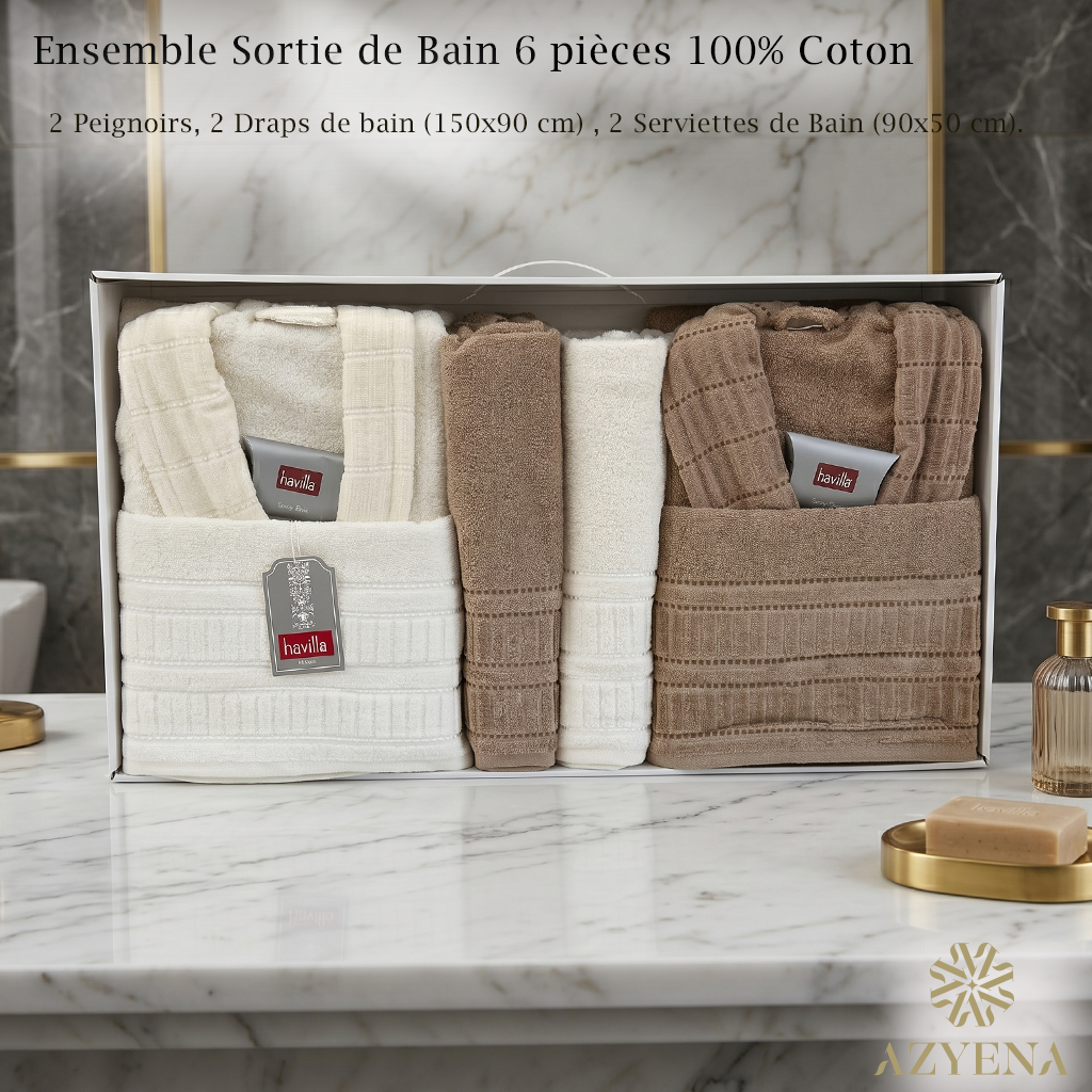 Ensemble Sortie de Bain 6 pièces 100% Coton