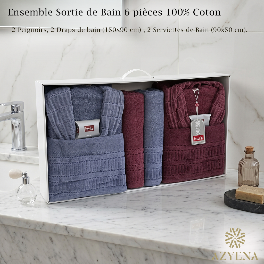 Ensemble Sortie de Bain 6 pièces 100% Coton