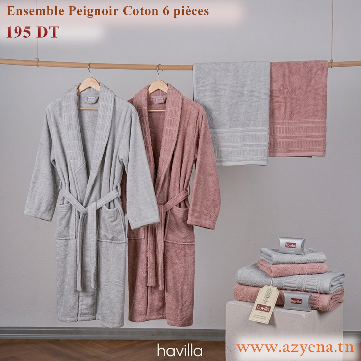 Ensemble Sortie de Bain 6 pièces 100% Coton
