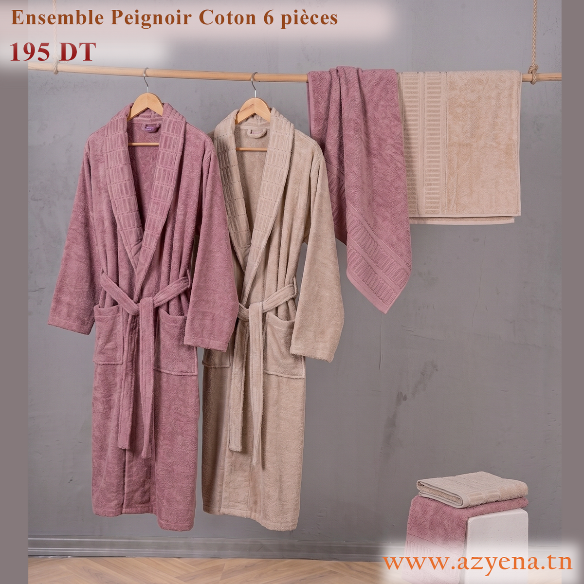 Ensemble Sortie de Bain 6 pièces 100% Coton