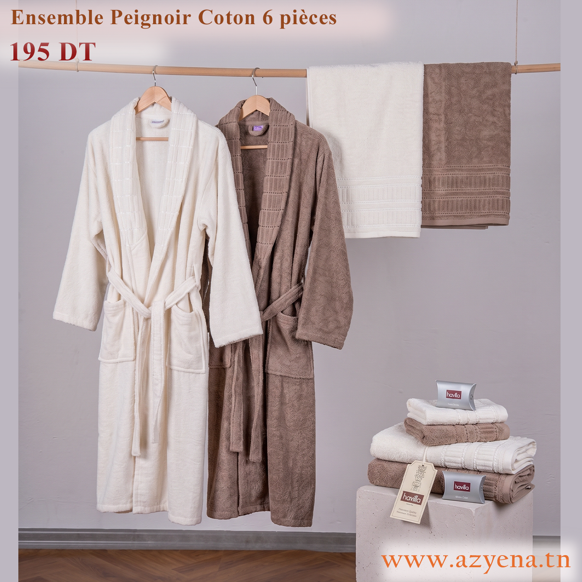 Ensemble Sortie de Bain 6 pièces 100% Coton