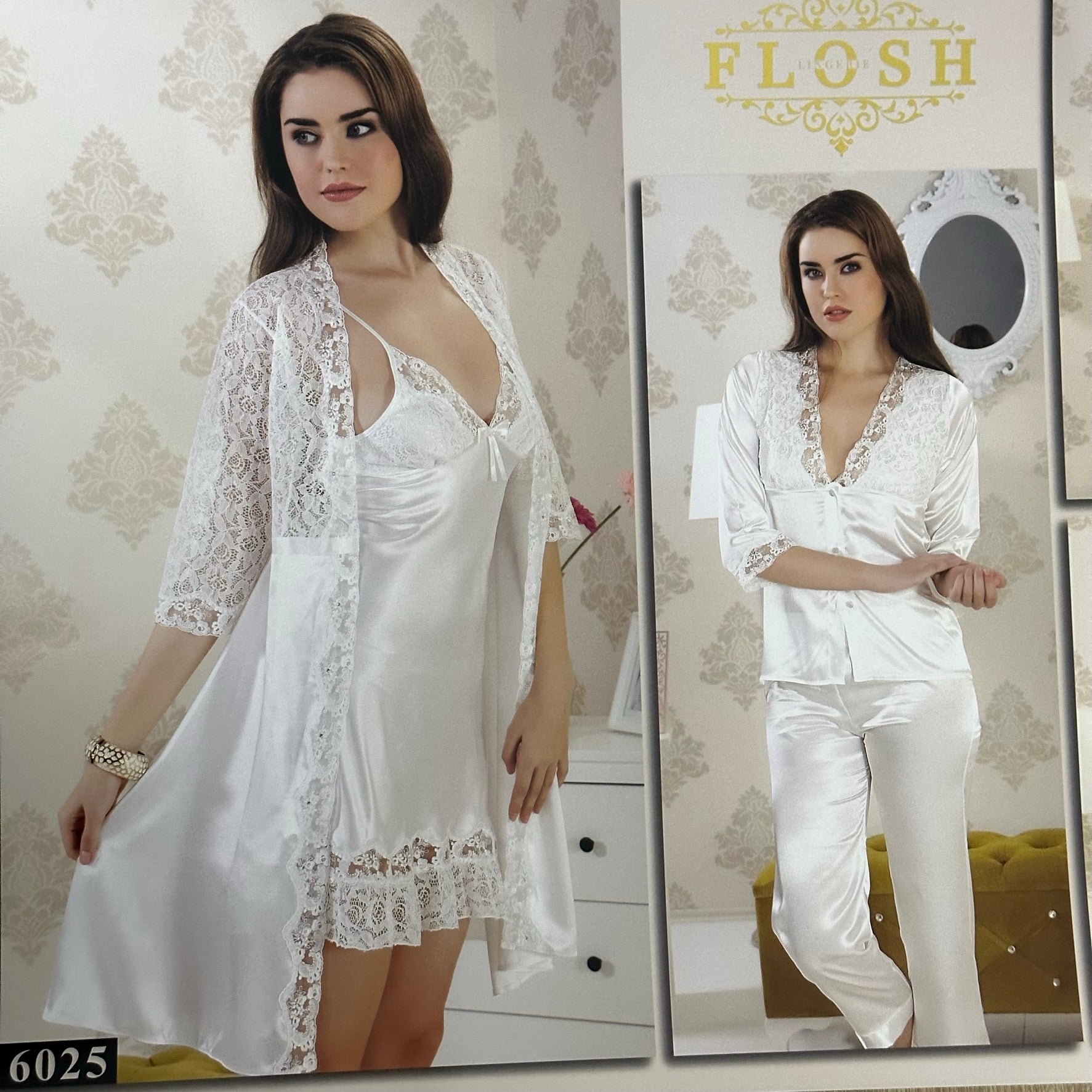 Coffret Lingerie 6 Pièces en Satin de Soie et Dentelle – Édition Luxe