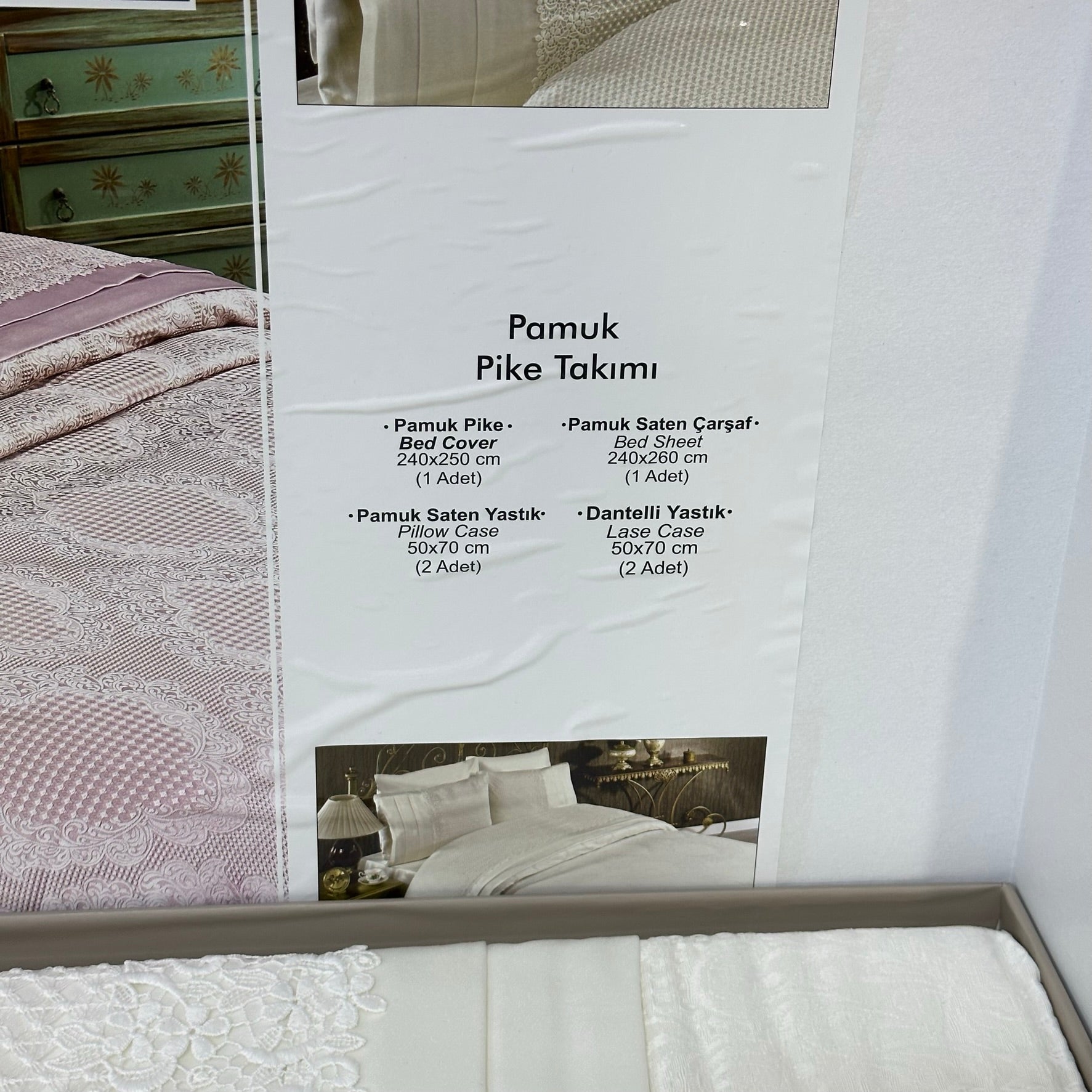 Parure de lit – Coton Satiné brodé, 6 pièces avec coffret élégant