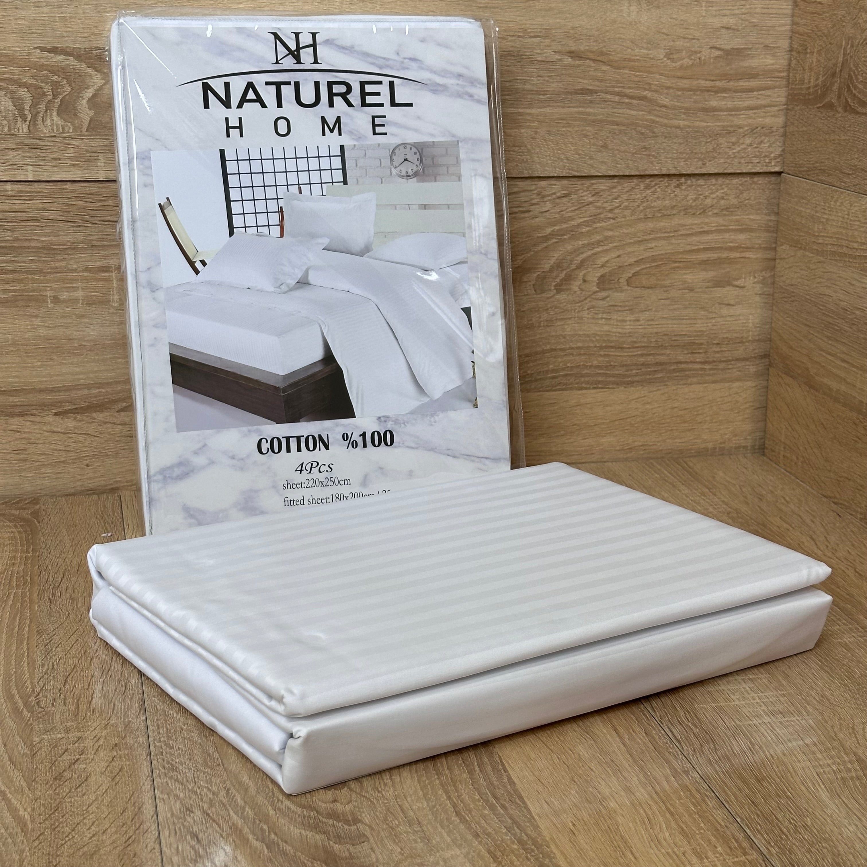 Parure de Lit 4 Pièces Coton 2 Places – Blanc