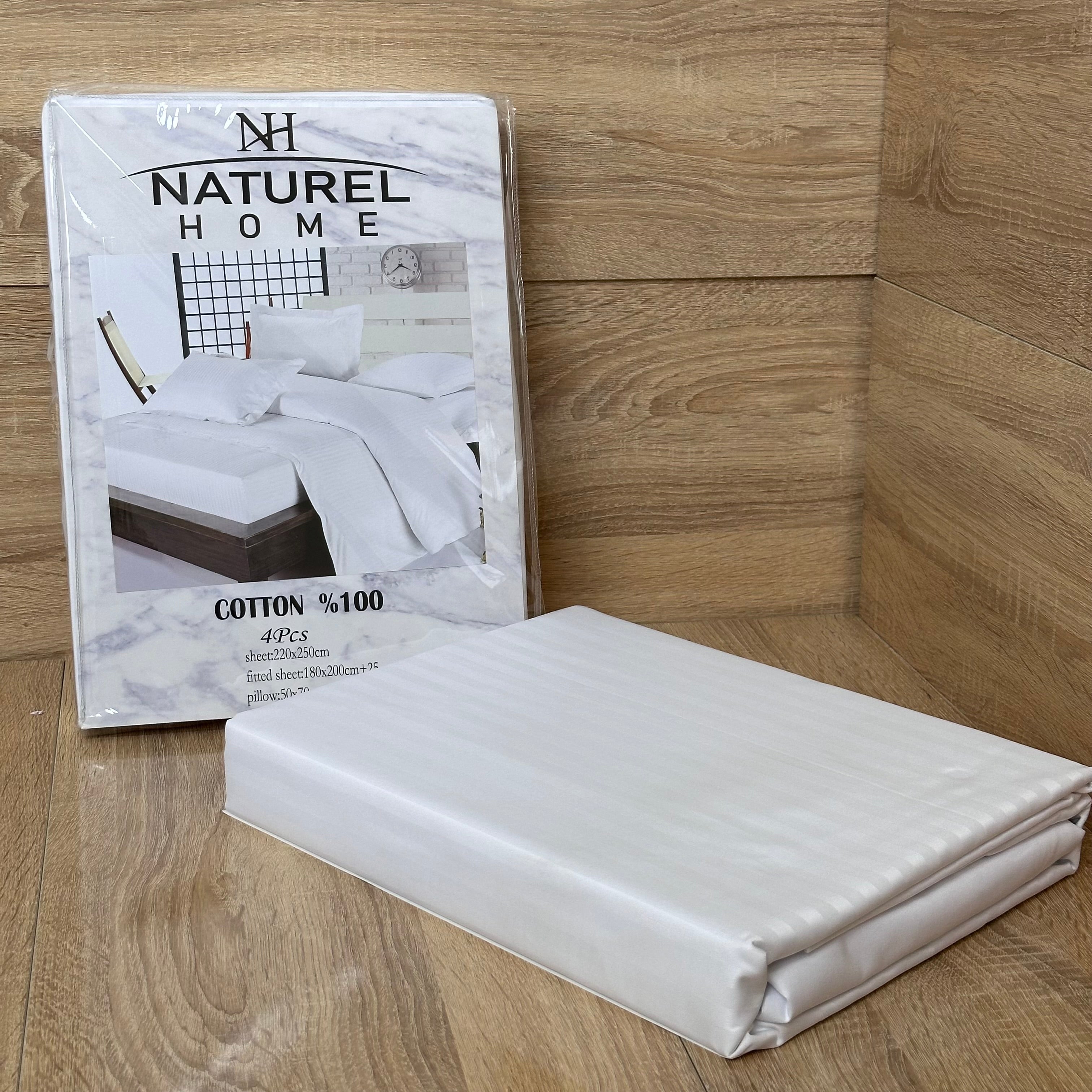 Parure de Lit 4 Pièces Coton 2 Places – Blanc