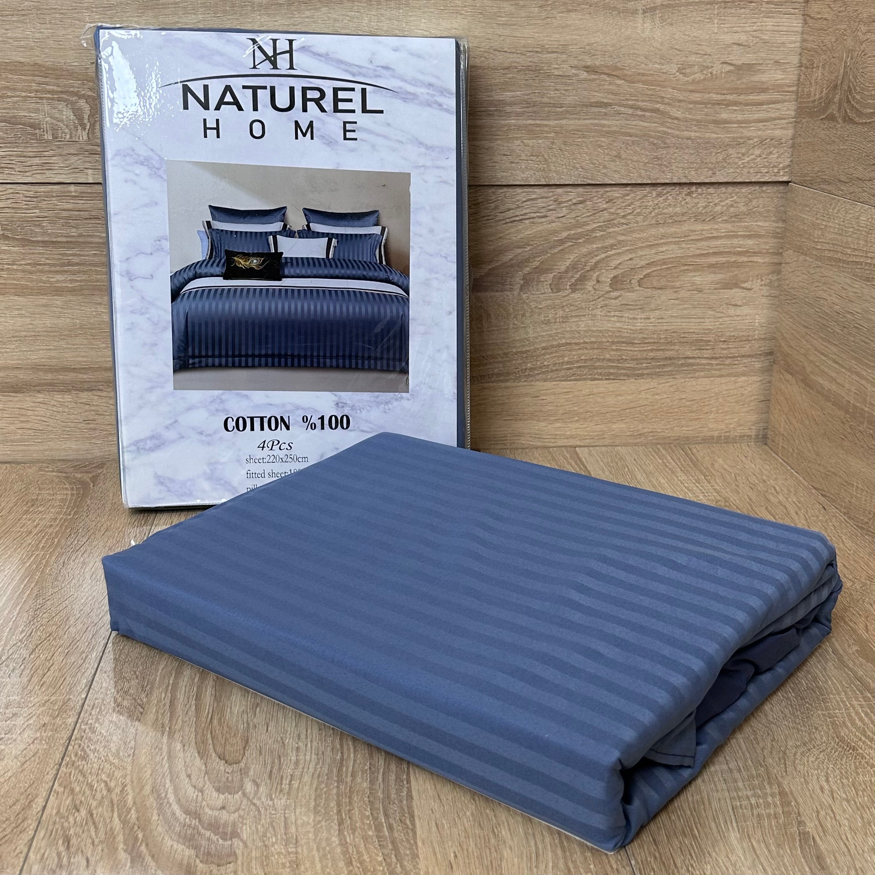 Parure de Lit 4 Pièces Coton 2 Places – Bleu