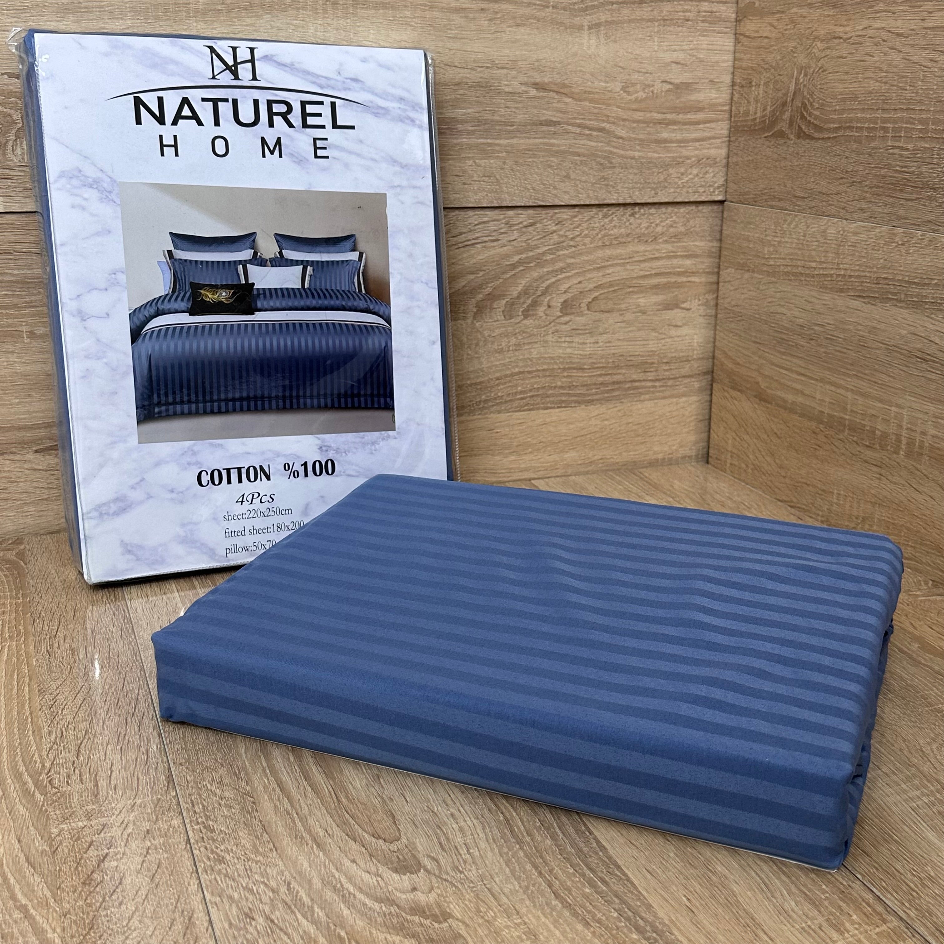 Parure de Lit 4 Pièces Coton 2 Places – Bleu