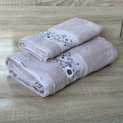 Lot de deux Draps de Bain en Coton  Brodé 150*90 cm et 90*50 cm