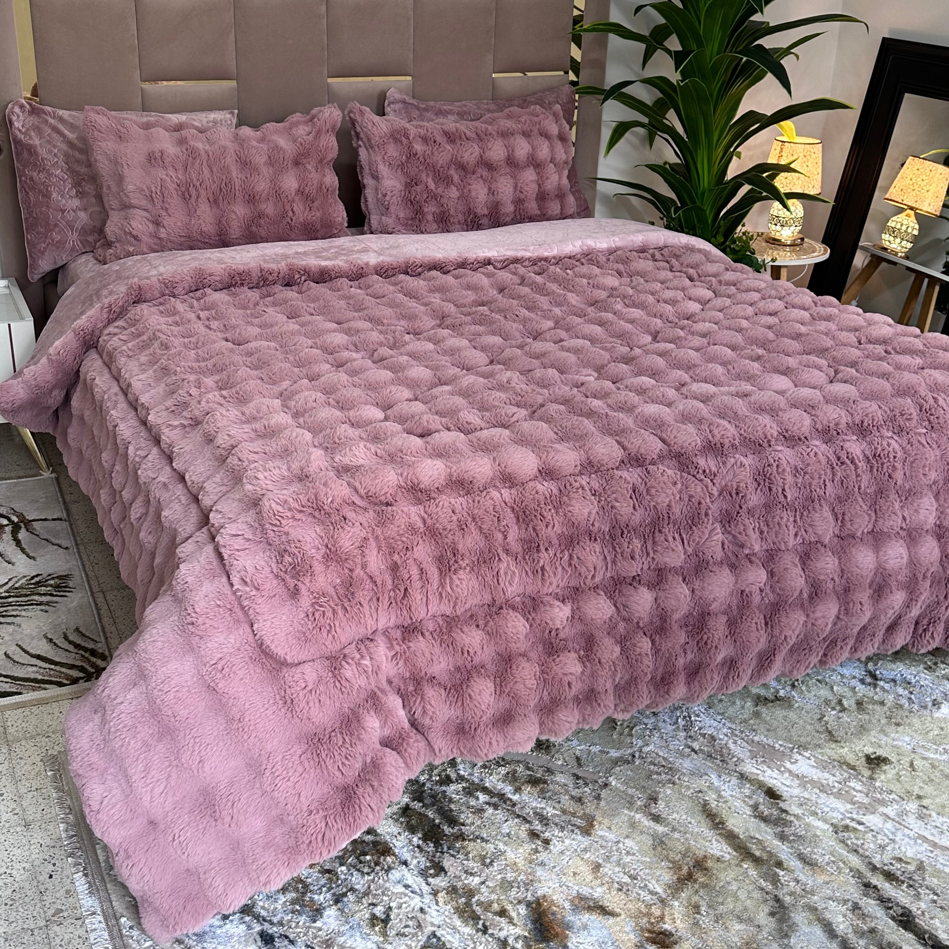 LUX -Ensemble Couette Double face en Fourrure Lapin