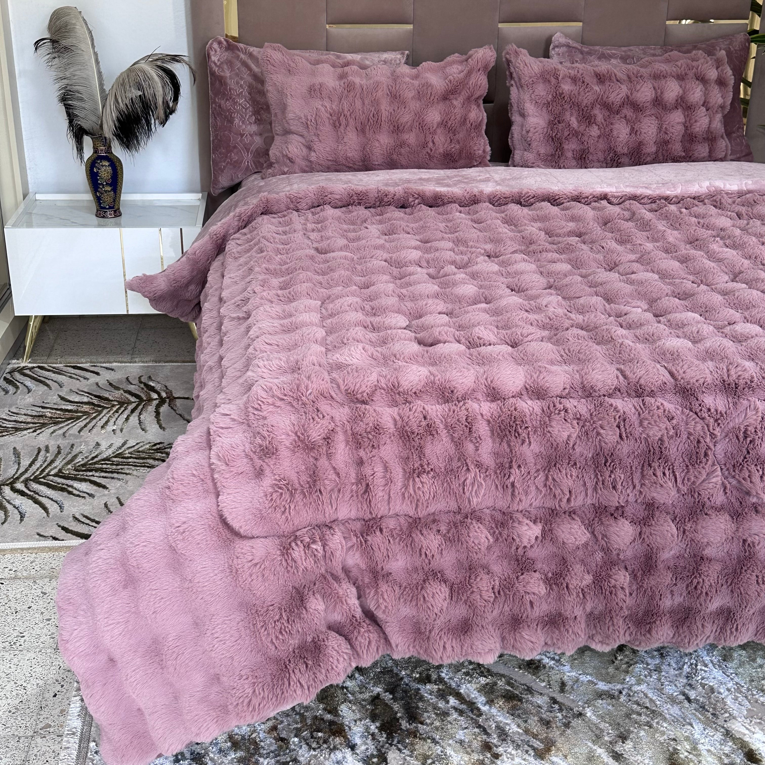 LUX -Ensemble Couette Double face en Fourrure Lapin