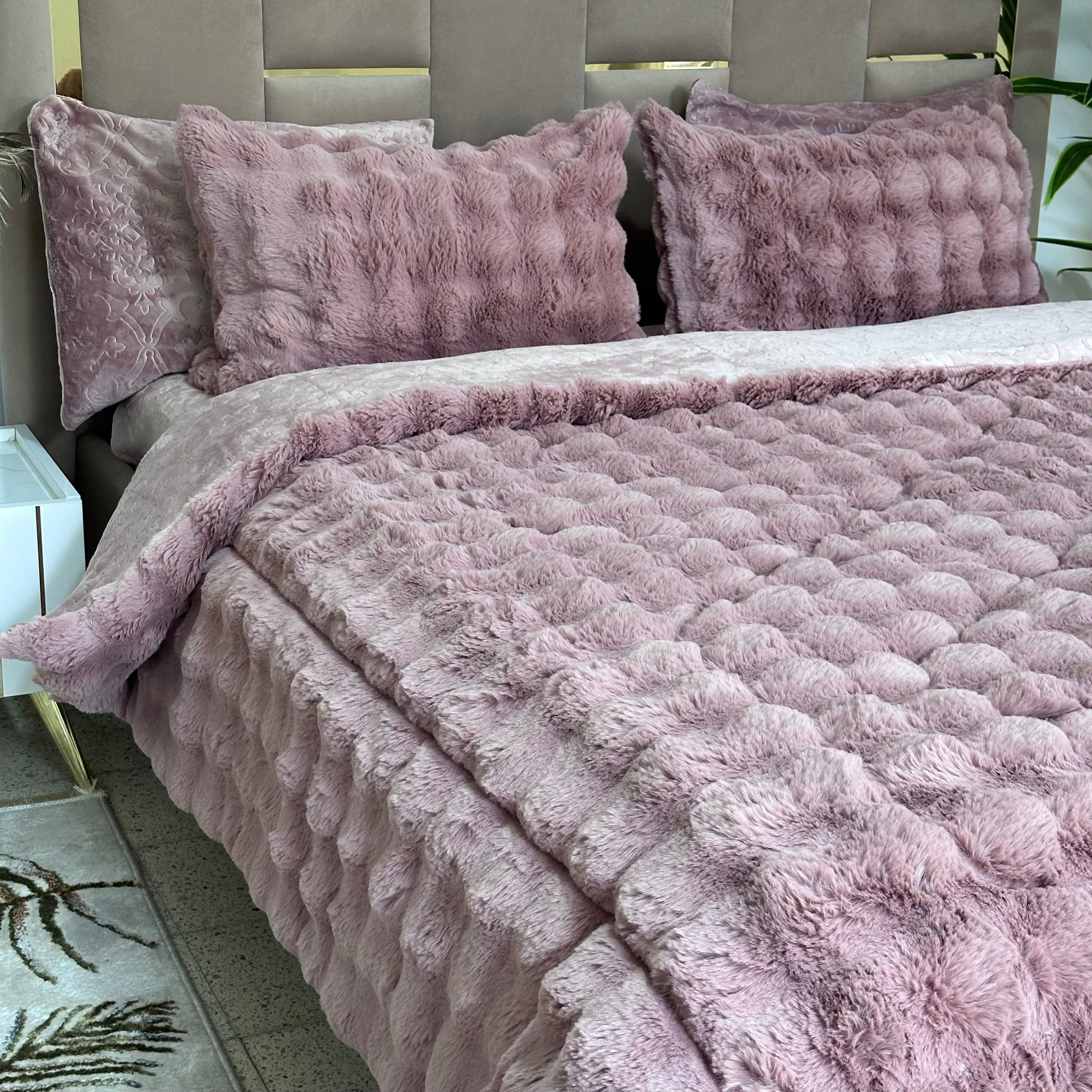 LUX -Ensemble Couette Double face en Fourrure Lapin