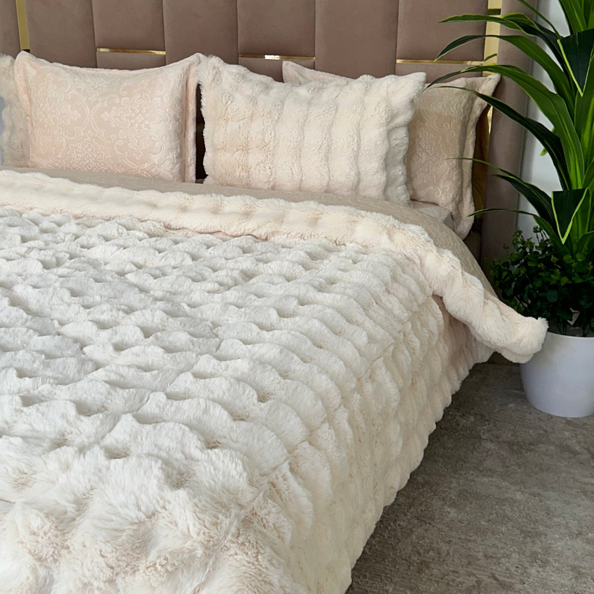 LUX -Ensemble Couette Double face en Fourrure Lapin