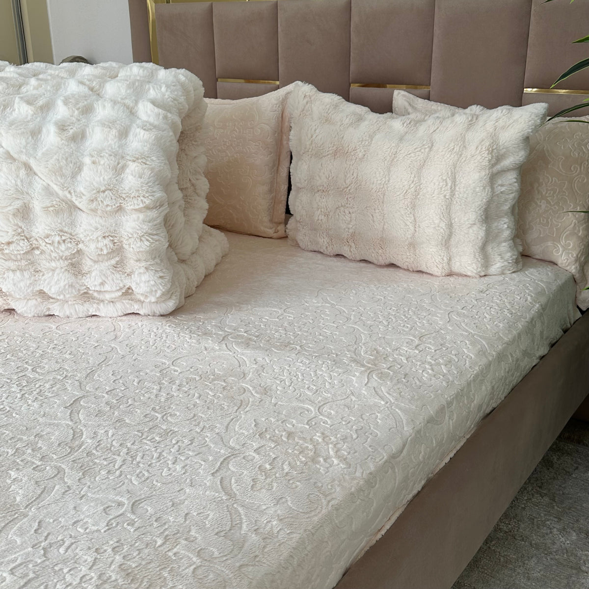 LUX -Ensemble Couette Double face en Fourrure Lapin