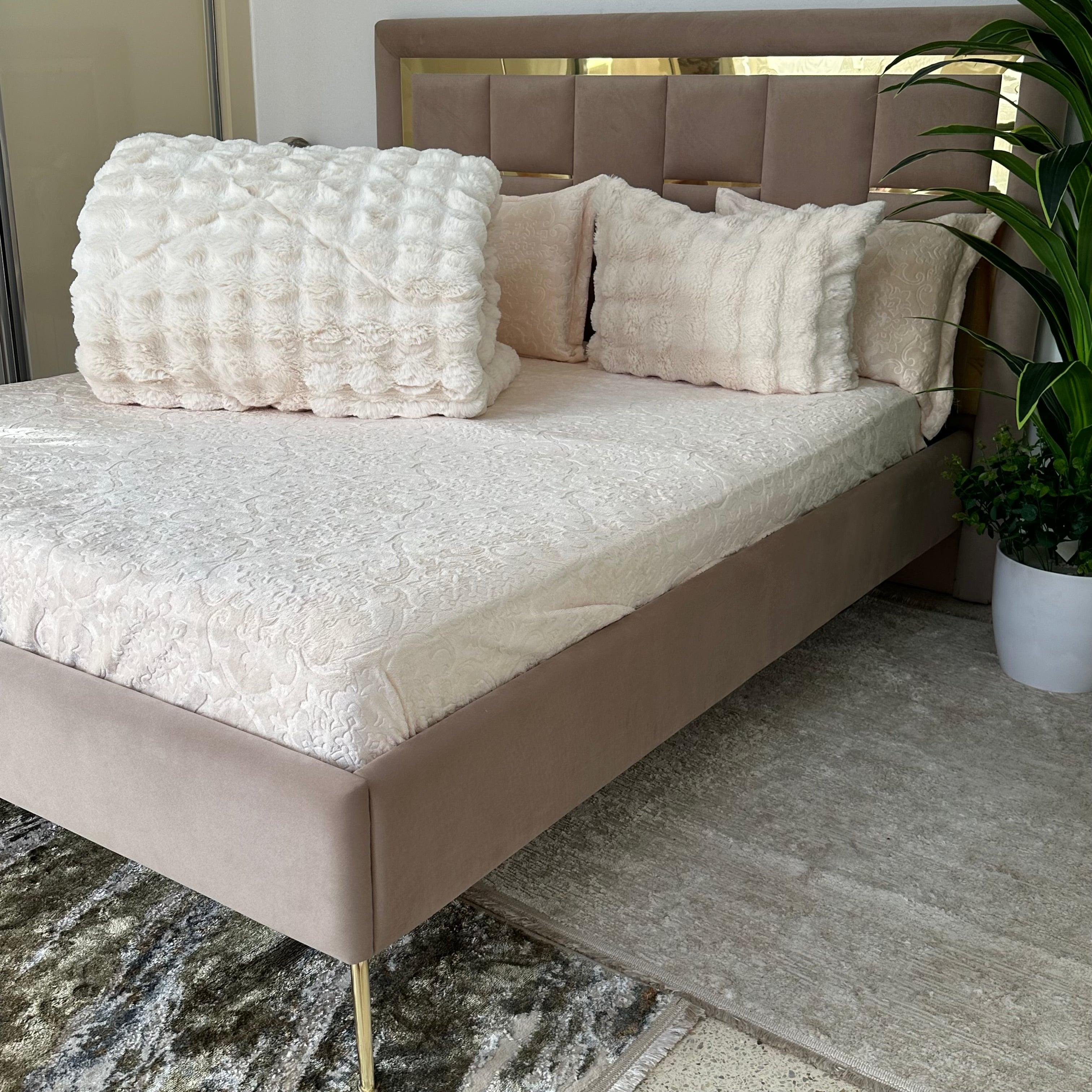 LUX -Ensemble Couette Double face en Fourrure Lapin