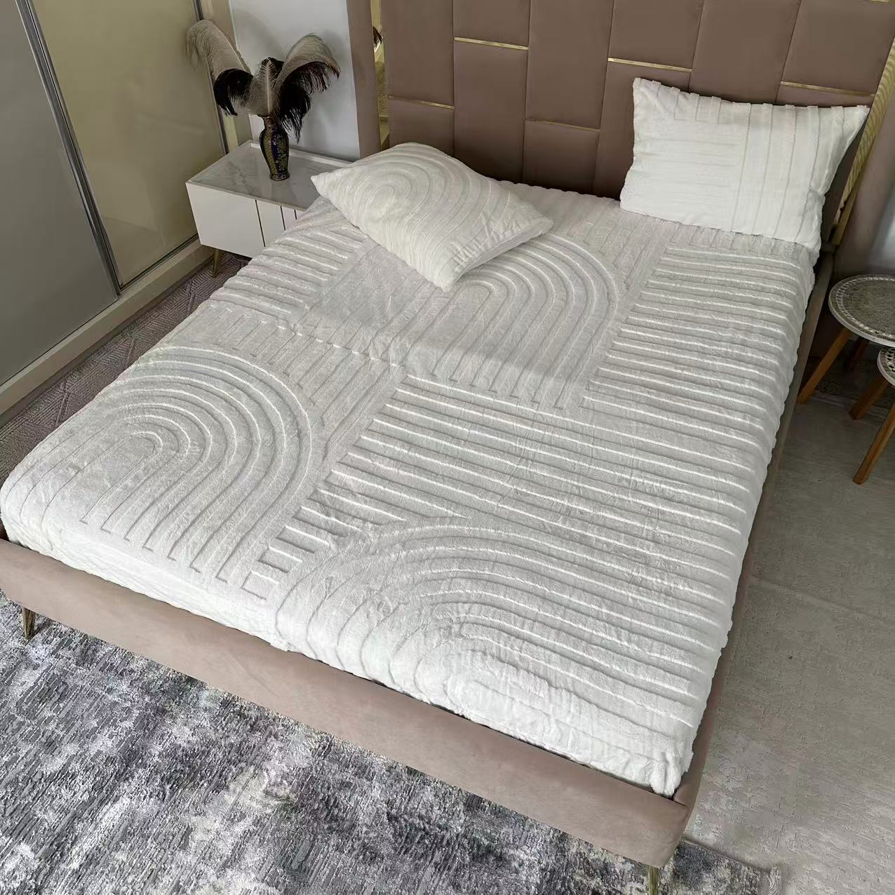 Ensemble Housse de Matelas Premium signé Azyena En Forrure de Lapin