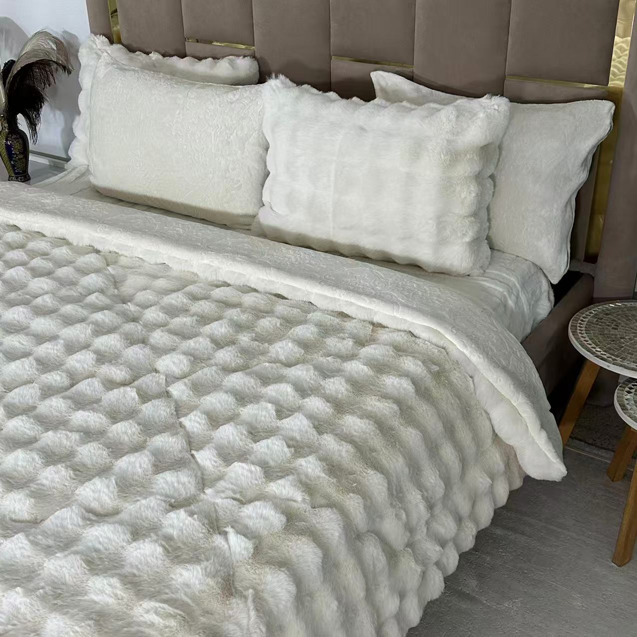 LUX -Ensemble Couette Double face en Fourrure Lapin