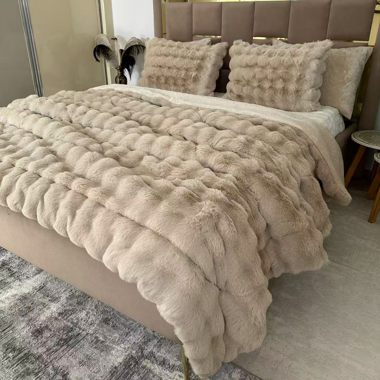 Ensemble Couette Double face en Fourrure Lapin