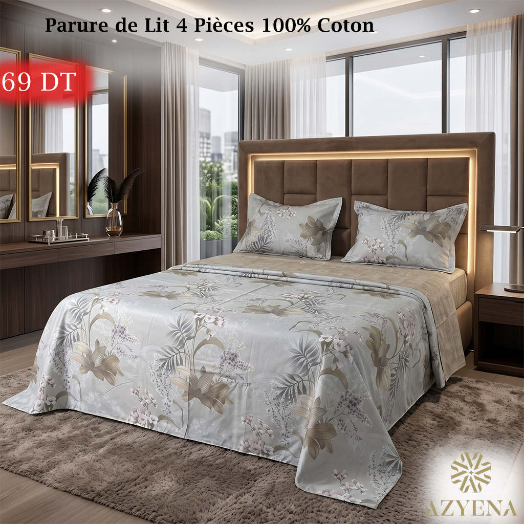 Parure de Lit 4 pièces en coton de qualité supérieure