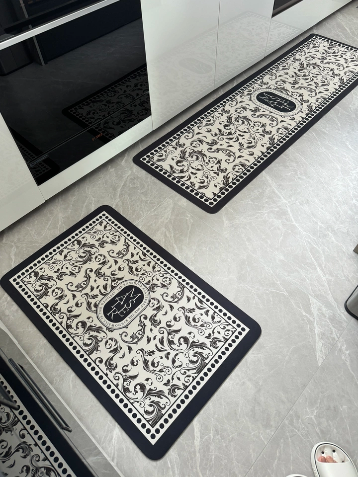Ensemble 2 Tapis de Cuisine Moderne Absorbante antidérapantes