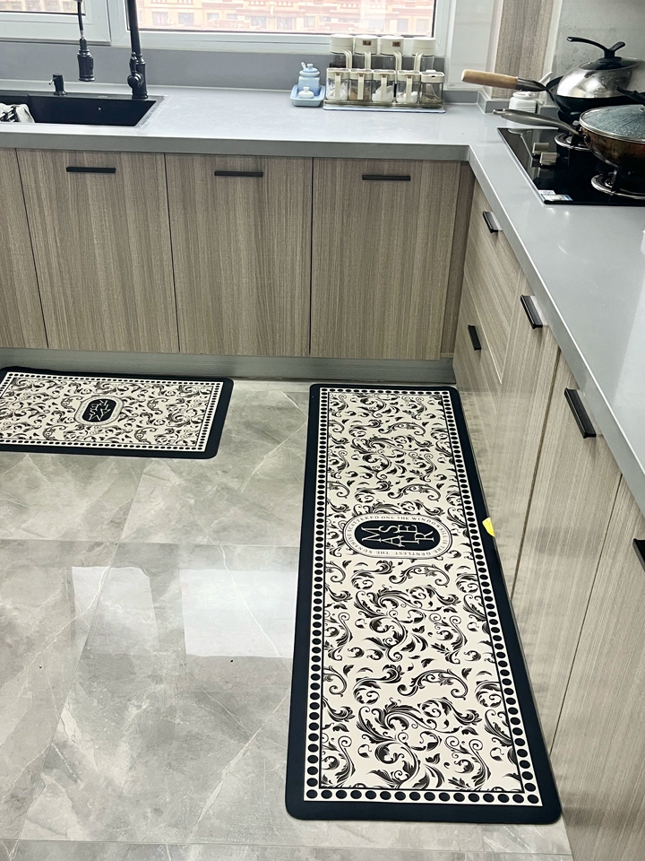 Ensemble 2 Tapis de Cuisine Moderne Absorbante antidérapantes