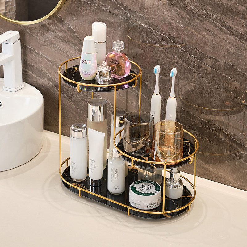 Organisateur de Maquillage & Cosmétiques Luxury – Design Marbre et Doré à 3 Niveaux