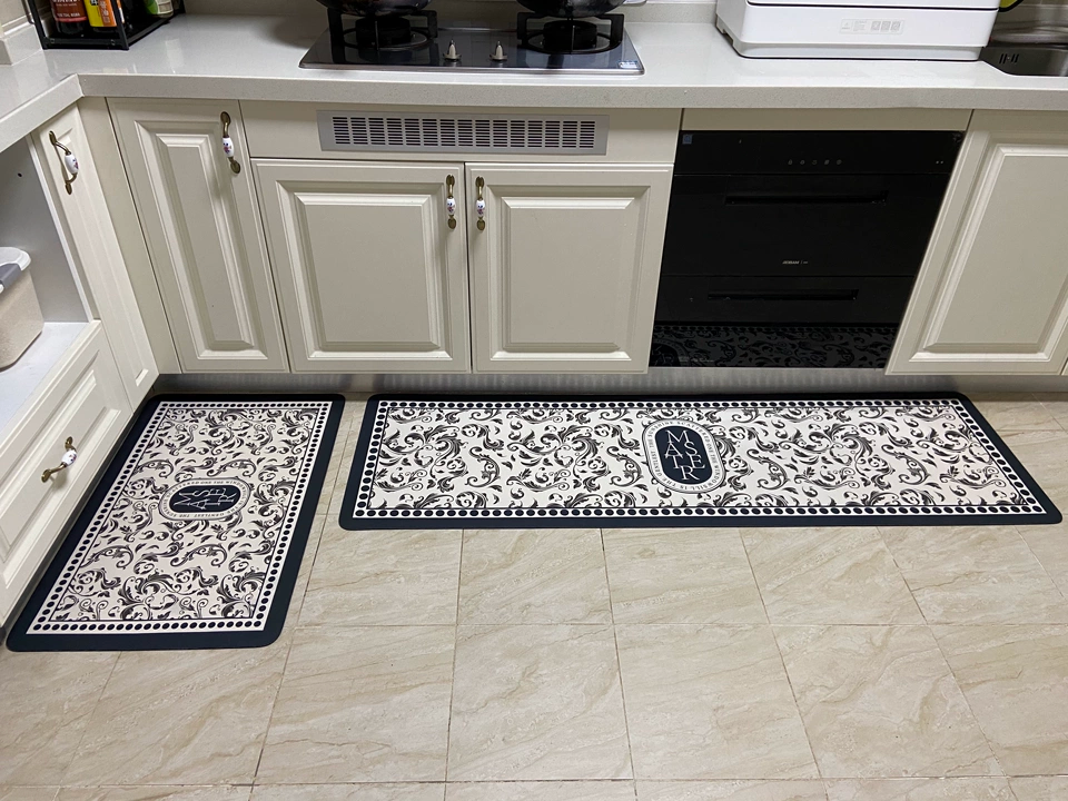 Ensemble 2 Tapis de Cuisine Moderne Absorbante antidérapantes