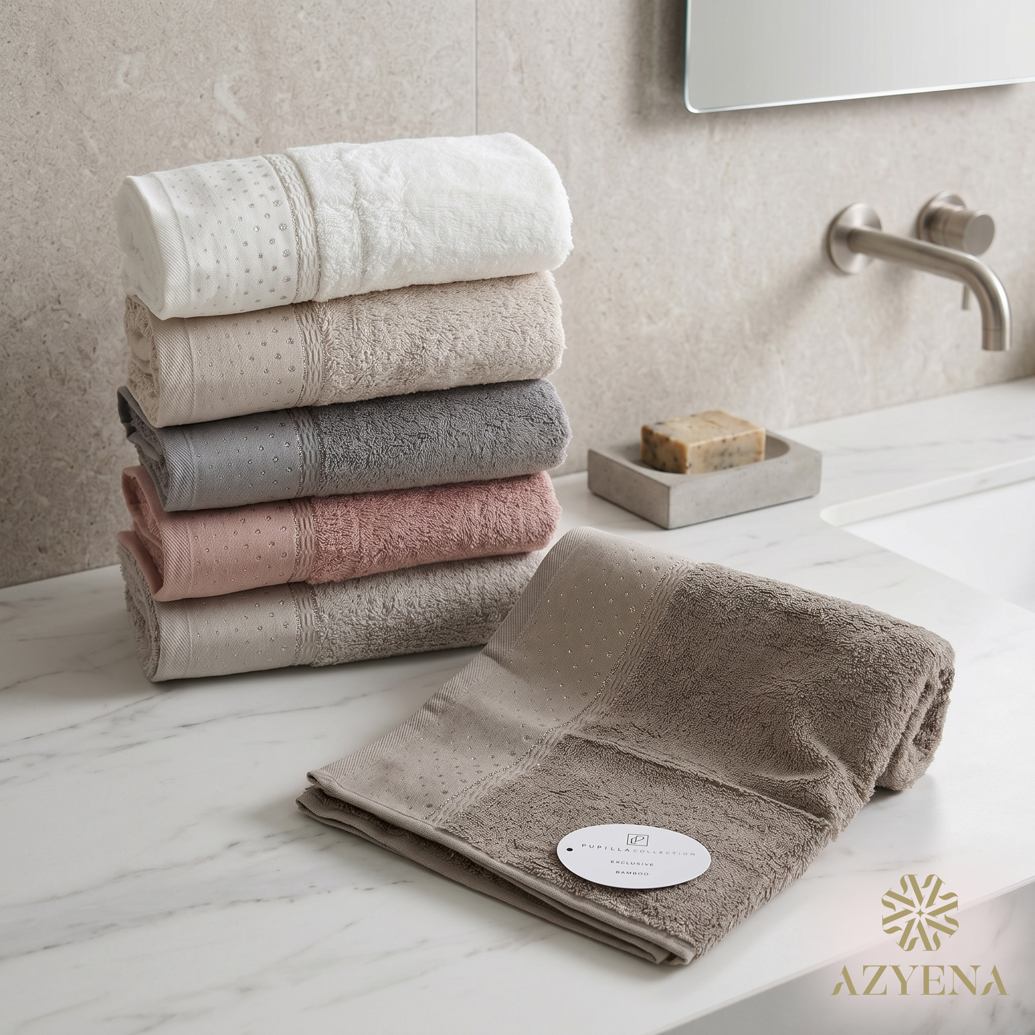 Lot de 6 serviettes de Bain en Bambou Ultra Lux - Haut Qualité