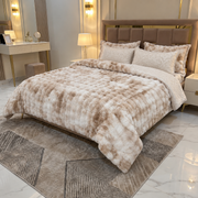 Ensemble Couette en Fourrure Lapin - Haut Qualité   King Size
