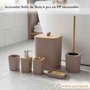 Set d'Accessoires de Salle de Bain 6 en 1 incassable - Beige