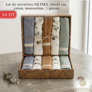 Lot de 5 Serviettes de Cuisine Niltex Mousseline coton  40×60 cm