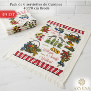 Lot de 6 serviettes de Cuisine éponge , absorbante  40*70 cm