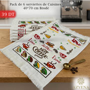 Lot de 6 serviettes de Cuisine éponge , absorbante  40*70 cm