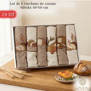 Pack de 6 serviettes de Cuisines 40*60 cm Brodé