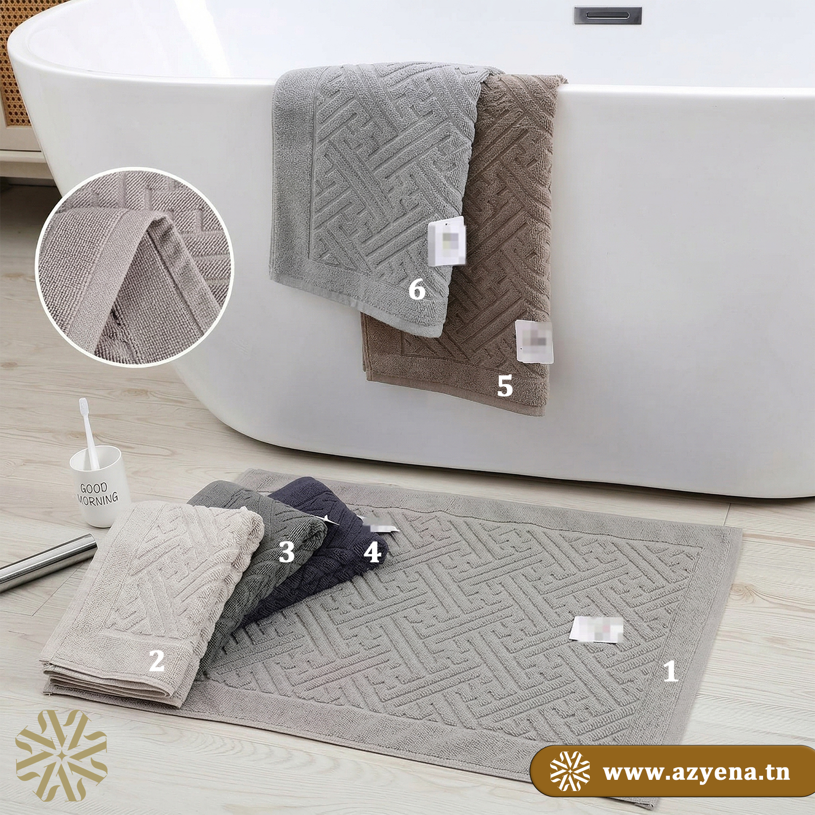 Serviette de pieds en coton pur 100%  , épaisse et Absorbante - 50*70 cm