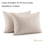 Lot de 6 Taies d'Oreiller en Satin de Coton 50*70 cm - beige claire