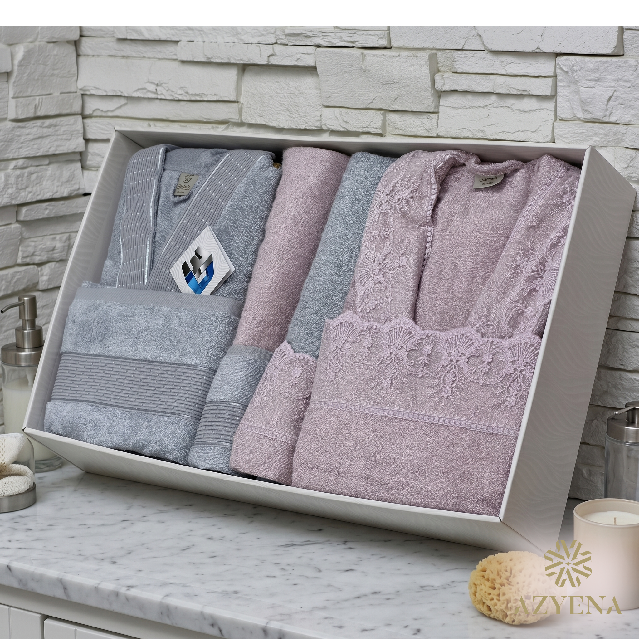 Coffret Sortie de Bain Belinda 8 Pièces - De Qualité Bamboo