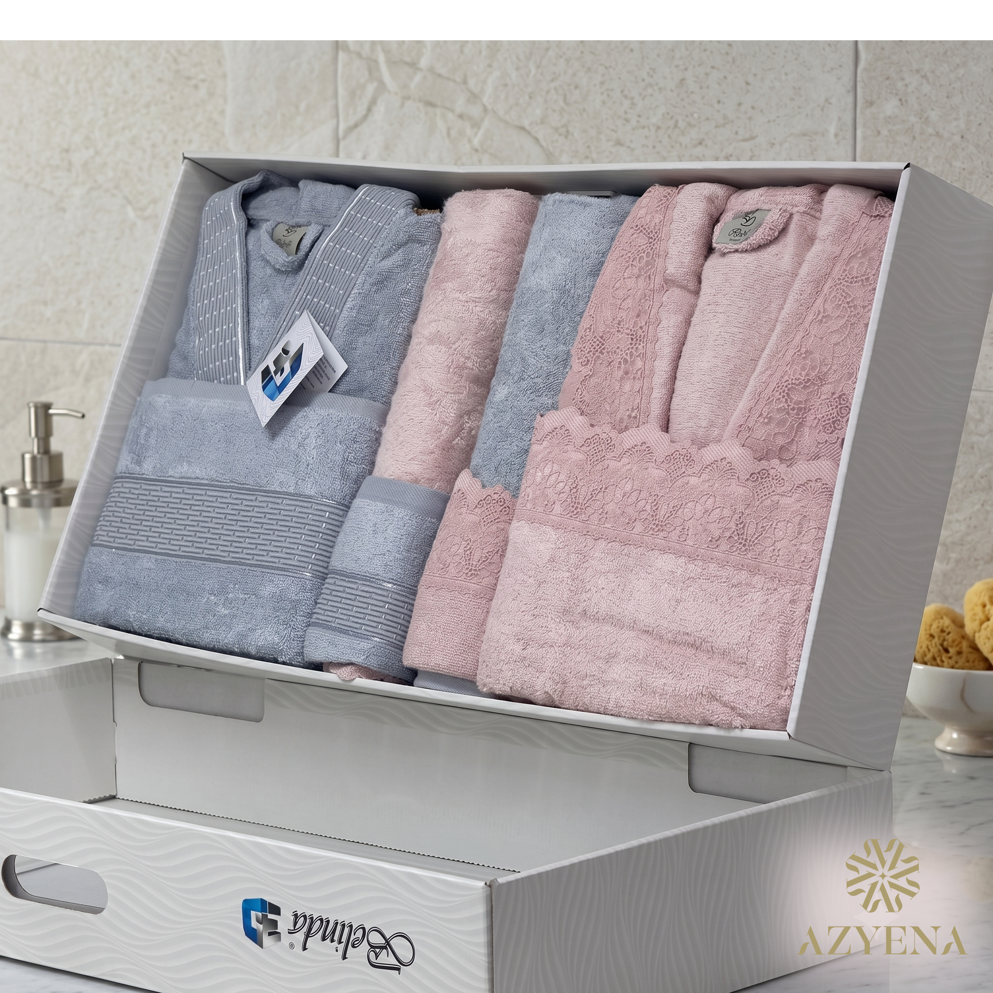 Coffret Sortie de Bain Belinda 8 Pièces - De Qualité Bamboo