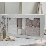 Coffret Sortie de Bain Belinda 8 Pièces - De Qualité Bamboo