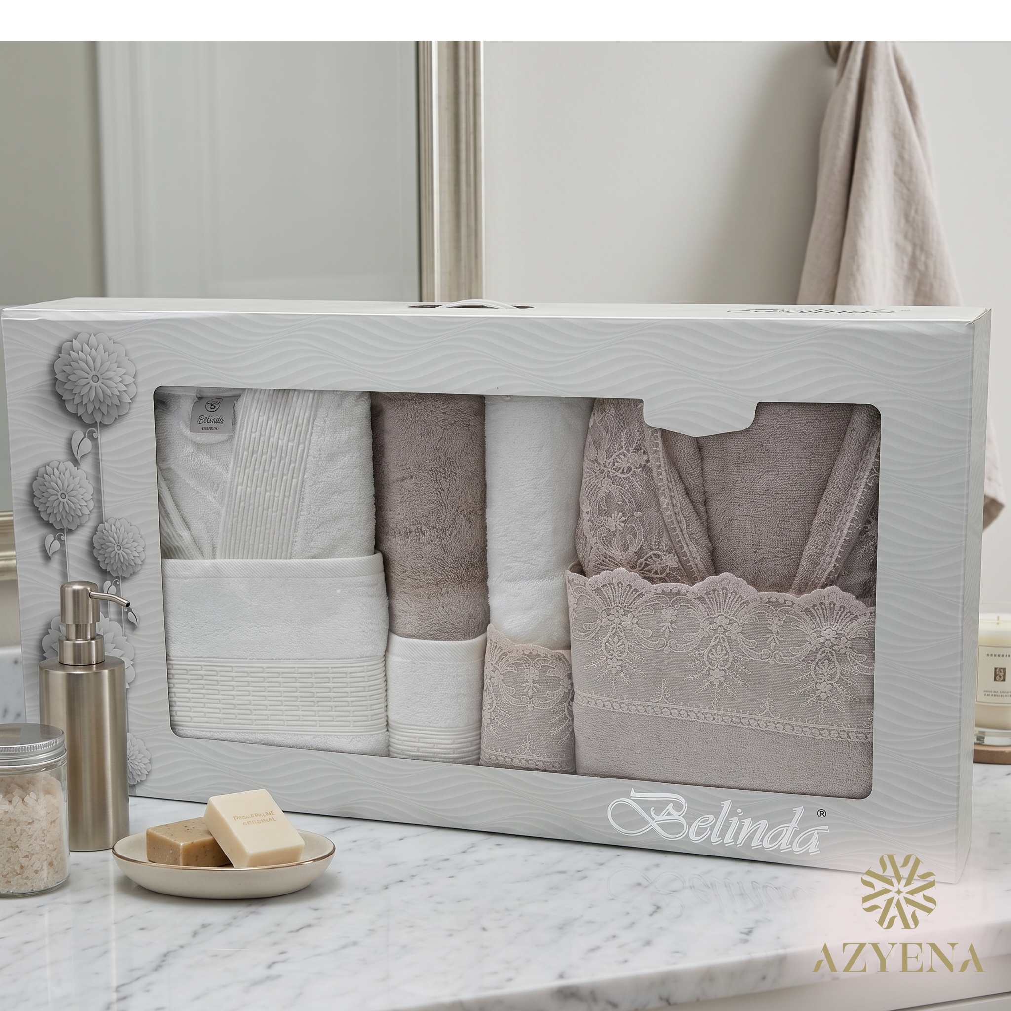 Coffret Sortie de Bain Belinda 8 Pièces - De Qualité Bamboo