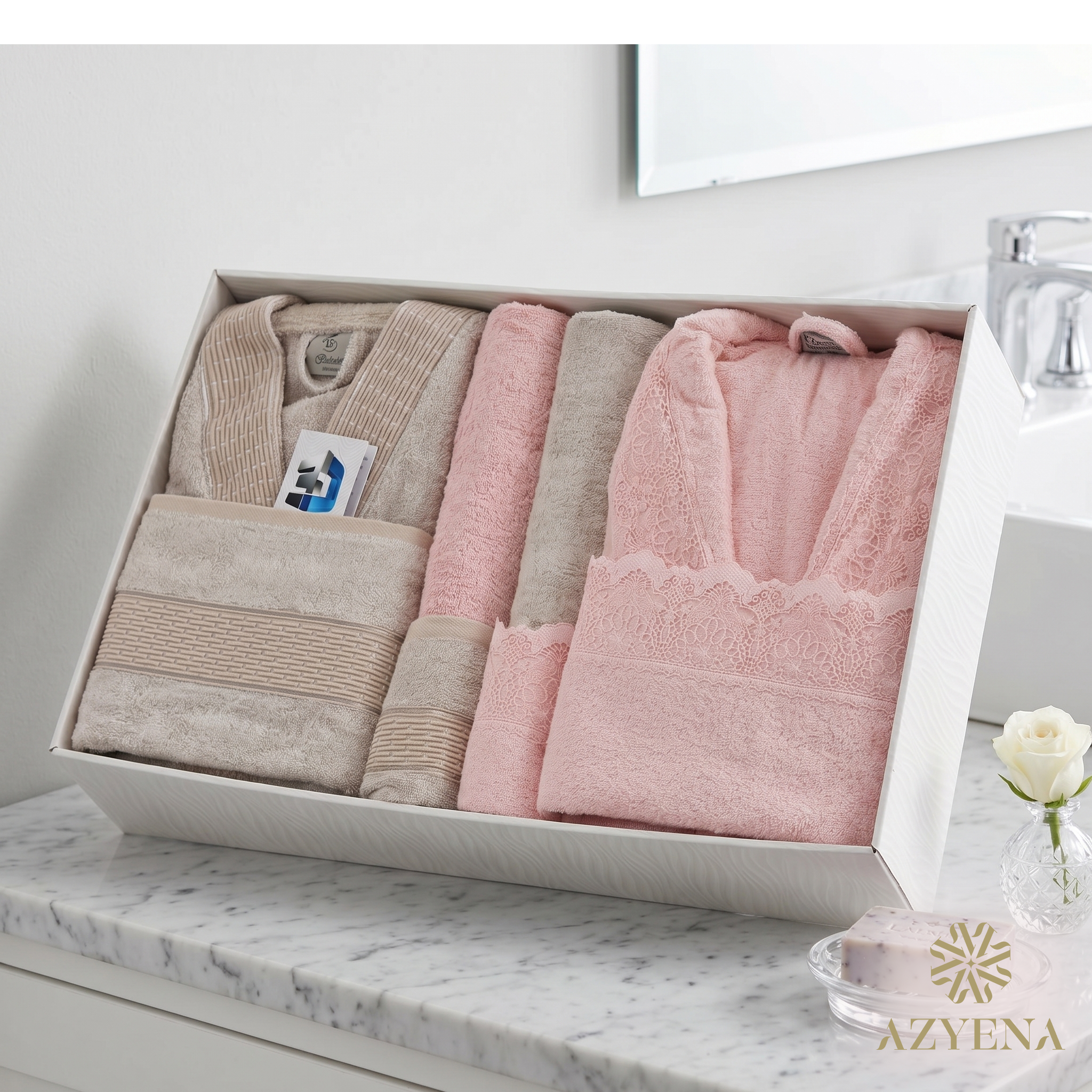 Coffret Sortie de Bain Belinda 8 Pièces - De Qualité Bamboo