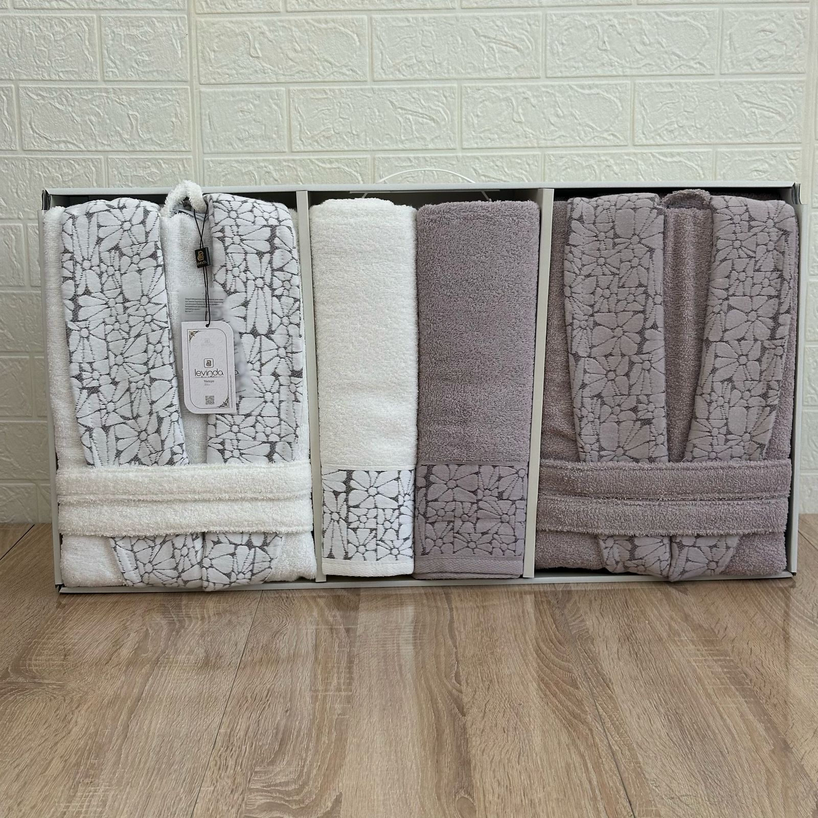 Pack linge de bain 6 pièces LAVINDA – Peignoirs + serviettes, qualité luxe