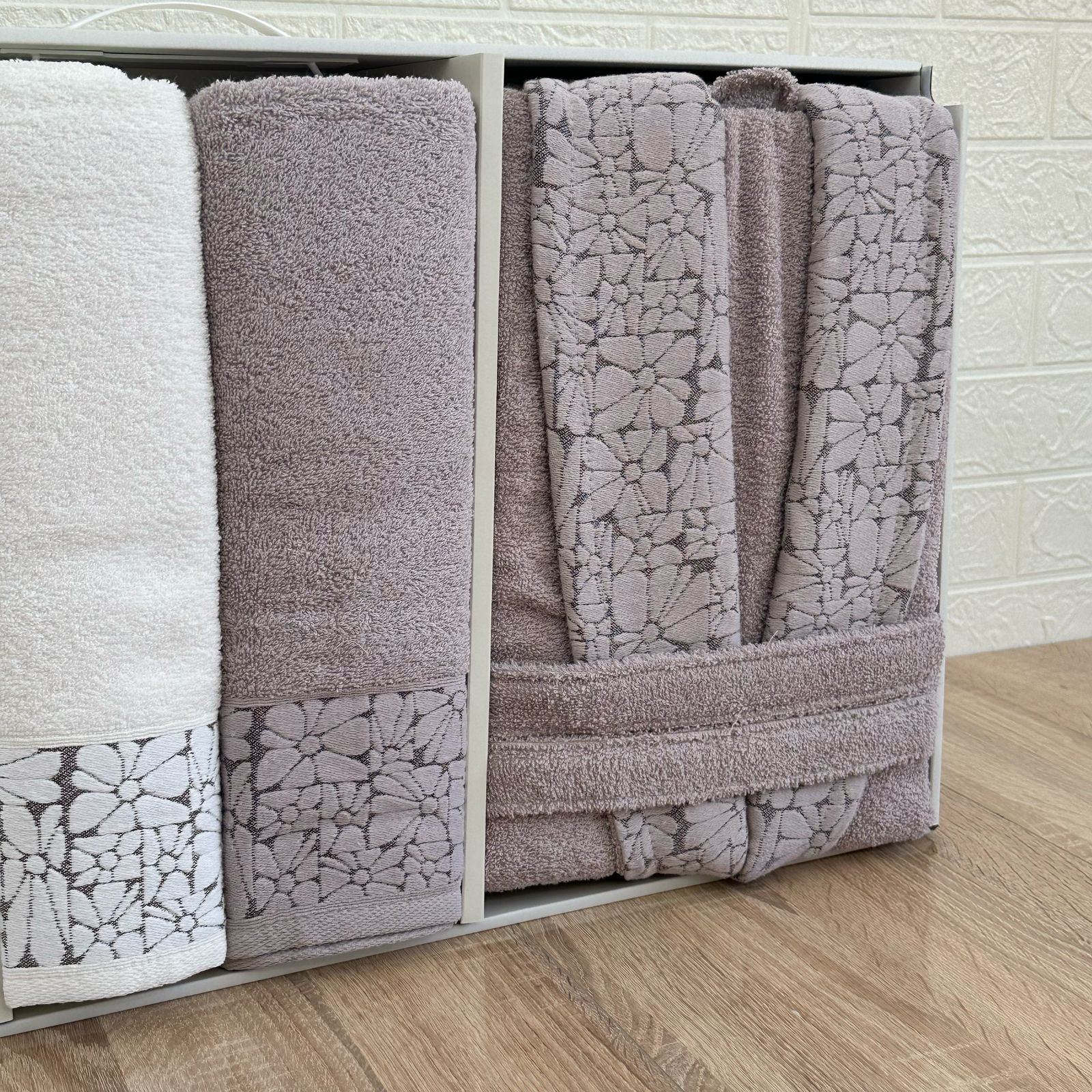 Pack linge de bain 6 pièces LAVINDA – Peignoirs + serviettes, qualité luxe