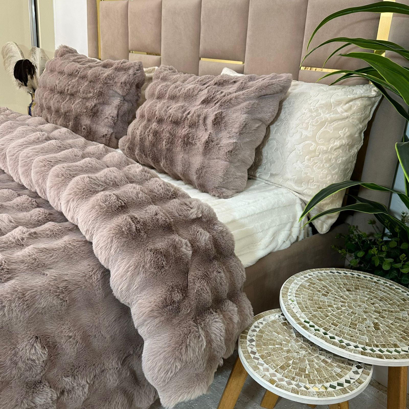 Ensemble Couette Double face en Fourrure Lapin